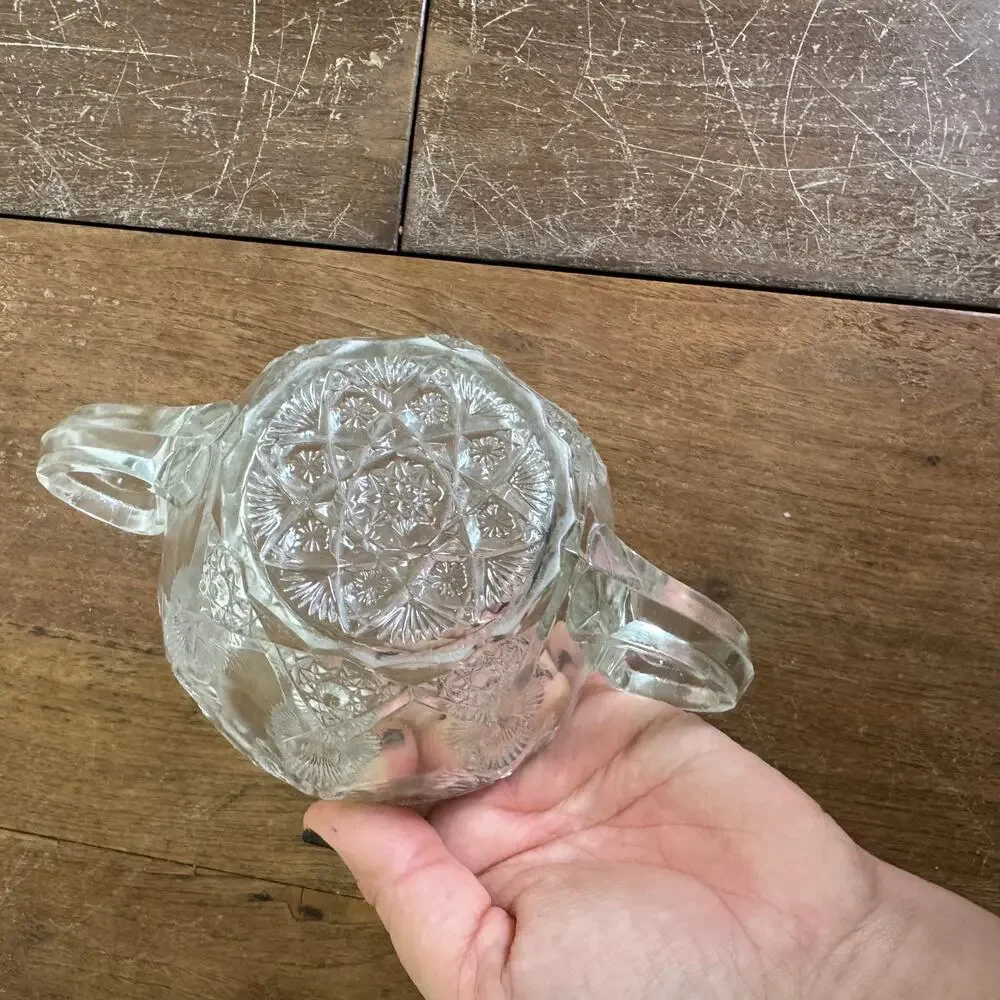 Indiana Glass Pressed Clear Glass‎ Butterfly Design Open Sugar Bowl
